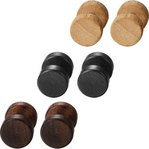 ナチュラルピアス シンプル レトロ ペアピアス 木製&ステンレス