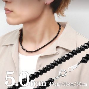 最高級 5mm ブラックスピネル ネックレス