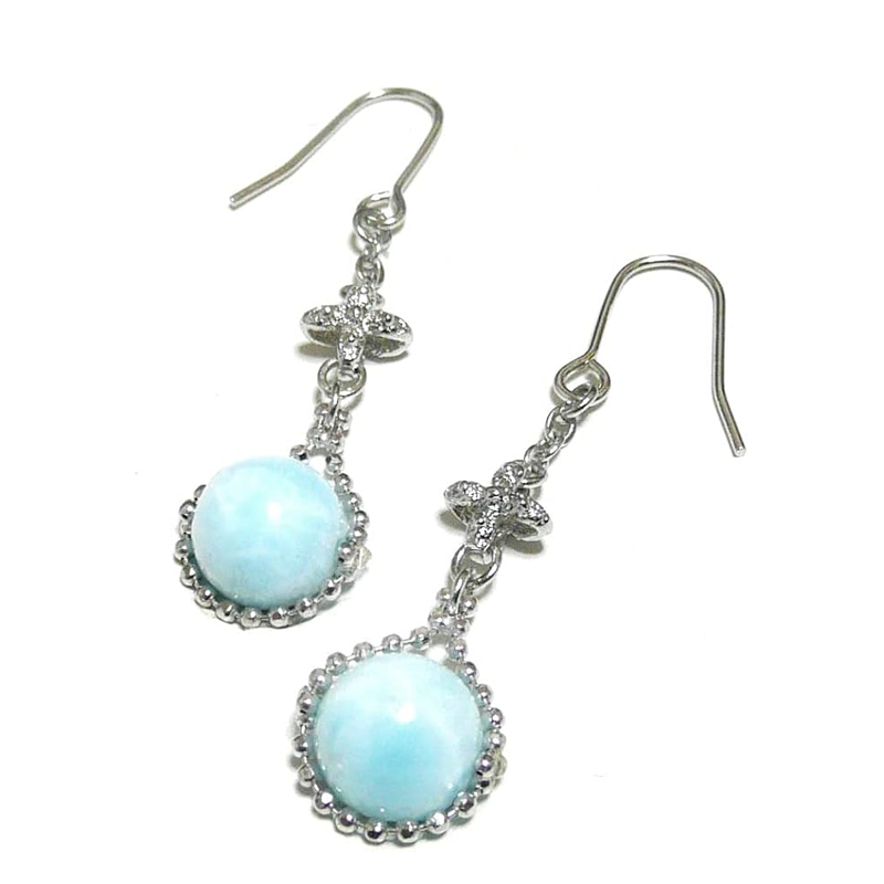 ラリマー ちいさな花びら ピアス【 詩のような耳飾り 】