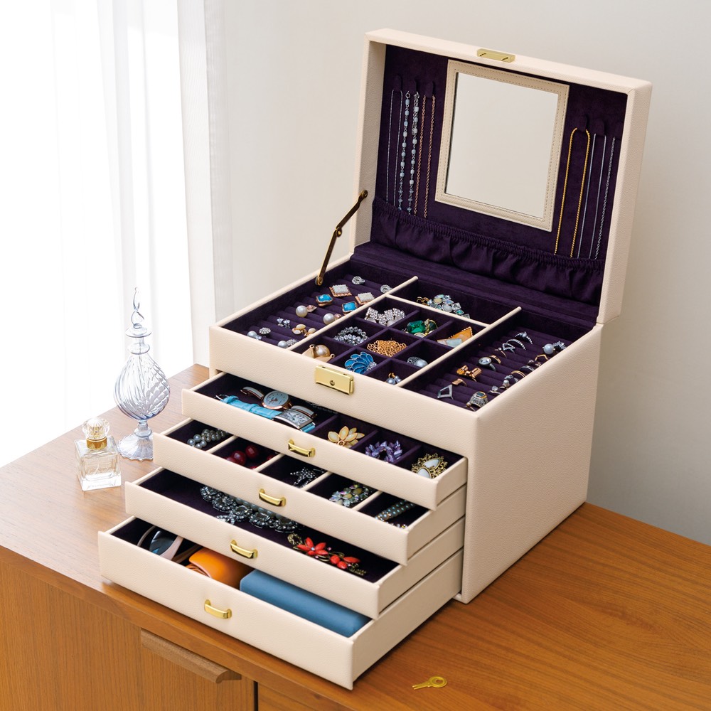 アクセサリーケース 小物収納 ミラー付き 引き出し