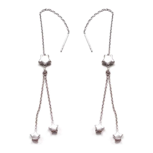 イタリアンシルバー シルバー925 チェーンピアス 両耳用 スター