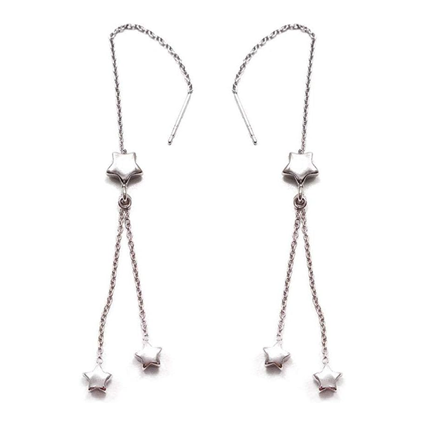 イタリアンシルバー シルバー925 チェーンピアス 両耳用 スター