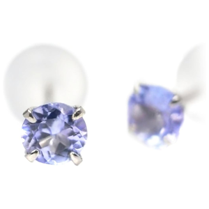 Pt900 プラチナ3mm ピアス 両耳用ペア 12月誕生石タンザナイト