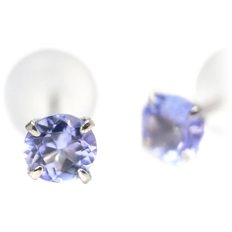 Pt900 プラチナ3mm ピアス 両耳用ペア 12月誕生石タンザナイト