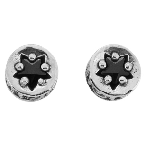 シルバー 925 スタッズピアス (2P 両耳用) ブラックCZ アラベスク 唐草