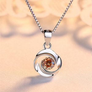 大粒 クロスリング 一粒 ネックレス/プラチナ仕上/シルバー/キュービックジルコニア