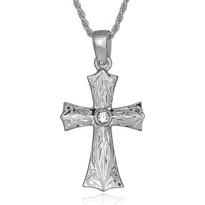 ハワイアンジュエリー クロス スクロール彫り ペンダント