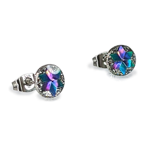 ピアス「青螺鈿銀」M８（ペア）