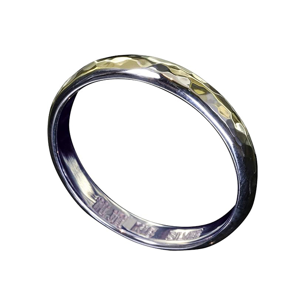 K18 シルバー 950 甲丸 丸 鎚目 リング 指輪 幅3mm